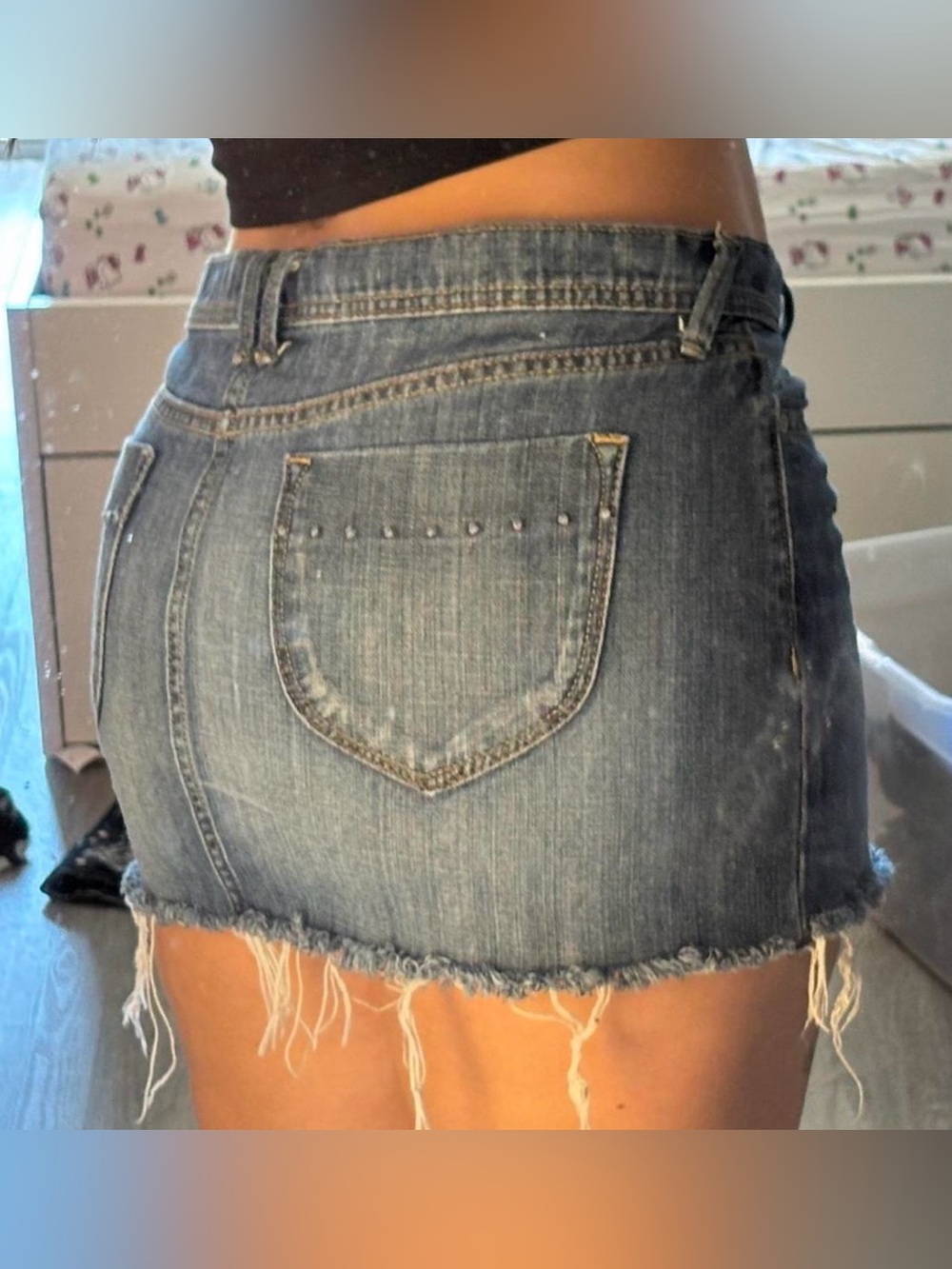 Old Navy Light Blue Denim Skirt with Contrast Stitching